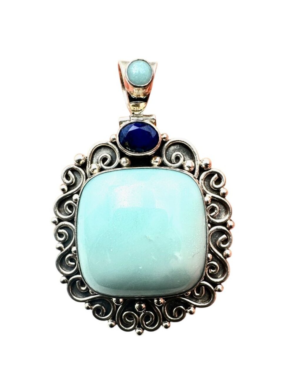Suarti Pendant Chalcedony & Lapis Lazuli Sterling Silver Large